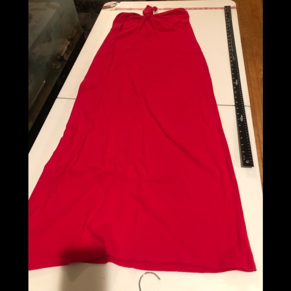 Newport News  large lipstick red strapless maxi dress , cover up with stetch - Picture 3 of 7